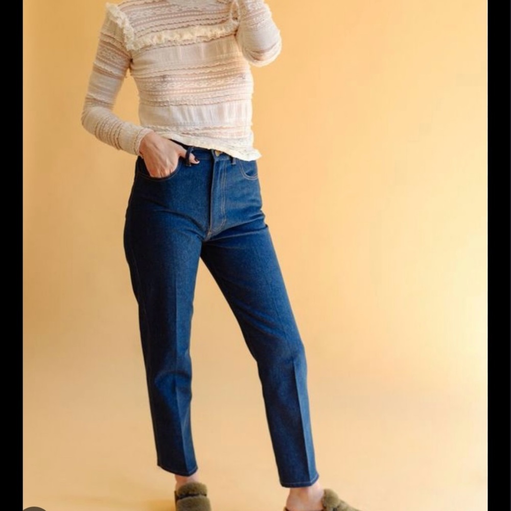 Lykke Wullf cowboy pant in blue denim size small